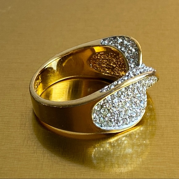 Infinity Criss-Criss Sparkling Crystals Gold Band Ring 9 - Picture 5 of 16